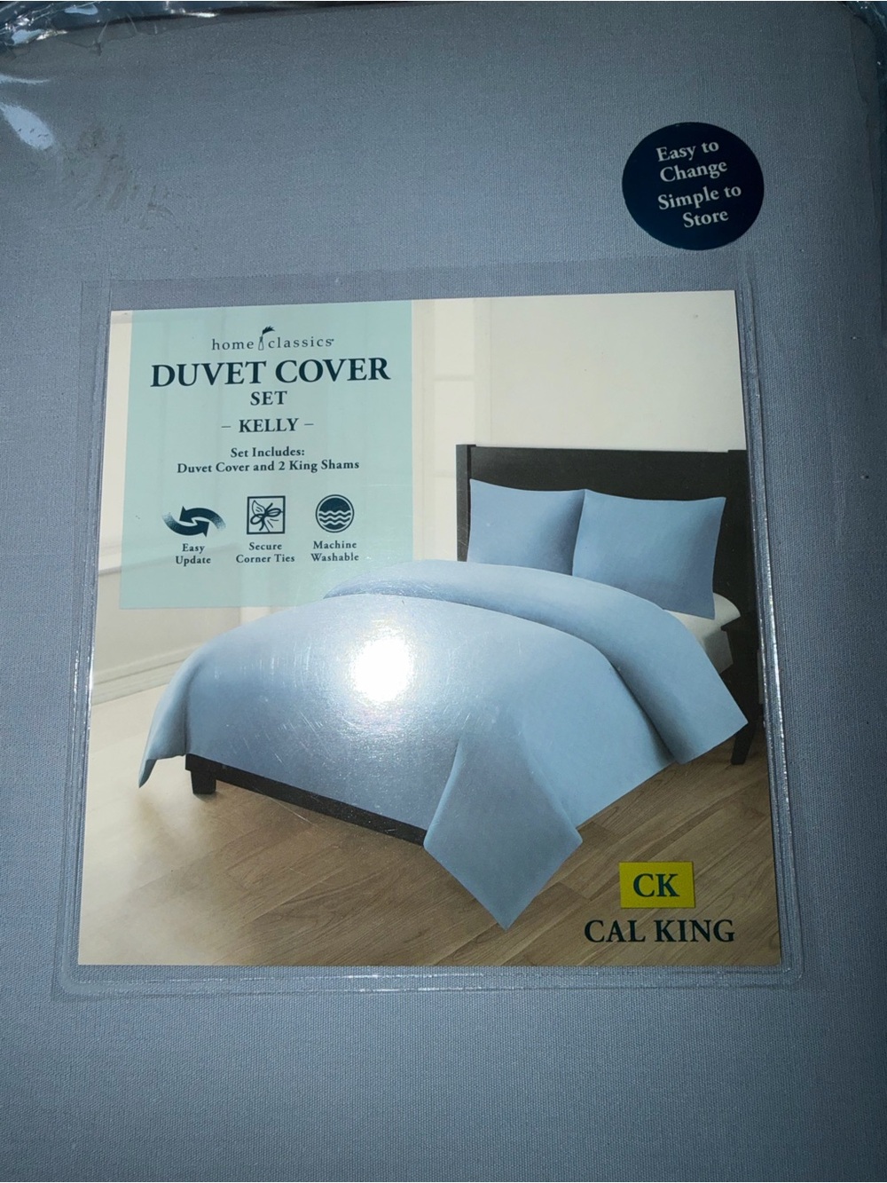 Kelly Cal King Duvet Cover Set - Light Blue
